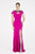 Saboroma - 4471 Beaded Cape Mermaid Evening Dress In Pink
