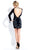 Rachel Allan Short - 4472 Long Sleeved Beaded Cocktail Dress in Black