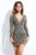 Rachel Allan Short - 4472 Long Sleeved Beaded Cocktail Dress in Green