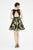 Saboroma - 4472 Feathered High Neck Printed A-line Dress In Black and Green