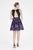 Saboroma - 4472 Feathered High Neck Printed A-line Dress In Black and Purple
