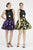 Saboroma - 4472 Feathered High Neck Printed A-line Dress In Purple and Green