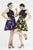 Saboroma - 4472 Feathered High Neck Printed A-line Dress In Purple and Green