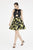 Saboroma - 4472 Feathered High Neck Printed A-line Dress In Black and Green