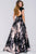 42445 Printed Deep V-neck A-line Dress