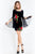 Rachel Allan Short - 4475 Scoop Neck Velvet Cocktail Dress in Black