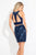 Rachel Allan Short - 4476 Two Piece Embellished Sheath Dress in Blue