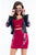 Rachel Allan Short - 4477 Floral Beaded Sweetheart Sheath Dress in Red and Black