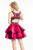 Rachel Allan Short - 4478 Two-Piece Beaded Satin Party Dress in Red