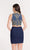 Alyce Paris - 4481 Two Piece Embellished High Halter Bodycon Dress In Blue and Gold