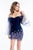Rachel Allan Short - 4483 Tulle Off-Shoulder Beaded Sheath Dress in Blue