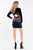 Rachel Allan Short - 4485 Floral Beaded V-neck Sheath Dress in Black