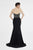 Saboroma - 4485 Striped Sweetheart Bodice High Slit Gown In Black and Gold