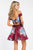 Rachel Allan Short - 4486 Two-Piece Floral Off Shoulder Dress in Red and Floral