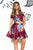 Rachel Allan Short - 4486 Two-Piece Floral Off Shoulder Dress in Red and Floral