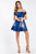 Rachel Allan Short - 4486 Two-Piece Floral Off Shoulder Dress in Blue and Floral