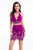 Rachel Allan Short - 4487 Haltered Two-Piece Short Dress in Purple