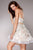 Jovani - Strapless Floral Appliqued Beaded Cocktail Dress 2933 In White and Nude