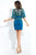 Rachel Allan Short - 4490 Butterfly Sleeve Floral Ornate Dress in Green and Blue