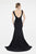 Saboroma - 4491 Embellished Deep V-neck Trumpet Dress In Black