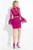 Rachel Allan Short - 4494 Lace V-neck Sheath Dress in Purple