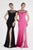 Saboroma - 4497 Fringed Cap Sleeve Sheer Lattice Sheath Gown In Black and Pink