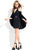 Rachel Allan Short - 4499 Bead Embellished Sheath Dress with Overlay in Black
