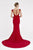 Saboroma - 4499 Cap Sleeve Beaded Lace Illusion Sheath Gown In Red