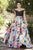 Jolene Collection - 18098 Two Piece Off-Shoulder Floral Printed Dress In Black and Multi-Color