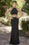 Jolene Collection - 18082 Two Piece Floral Applique Sheath Dress In Black and Multi-Color