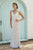 Jolene Collection - 18337 V-neck Shimmering Sheath Gown In White and Multi-Color