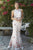 Jolene Collection - 18036 Two Piece Floral Halter Gown In White and Multi-Color