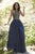 Jolene Collection - 18052L Beaded Illusion Halter Mikado A-lien Dress In Blue