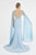 Saboroma - 4500 Pleated Cap Sleeve High Slit Gown In Blue