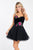 Rachel Allan Short - 4502 Floral Sweetheart A-line Dress in Black