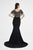 Saboroma - 4502 Beaded Cape Mermaid Evening Gown In Black