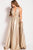 45030 Plunging Halter Ruched Evening Gown