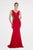 Saboroma - 4503 Beaded Illusion Paneled Plunging Gown In Red