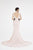 Saboroma - 4503 Beaded Illusion Paneled Plunging Gown In Pink