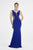 Saboroma - 4503 Beaded Illusion Paneled Plunging Gown In Blue