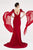 Saboroma - 4505 Applique Trumpet Dress With Side Draping In Red
