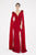 Saboroma - 4505 Applique Trumpet Dress With Side Draping In Red