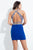 Rachel Allan Short - 4506 Haltered Two-Piece Cocktail Dress in Blue and Silver
