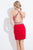 Rachel Allan Short - 4506 Haltered Two-Piece Cocktail Dress in Red and Silver