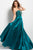 45078 Embellished Deep V-neck A-line Dress