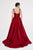 Saboroma - 4507 Feathered Appliqued Illusion Ballgown In Red
