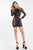 Rachel Allan Short - 4508 Long Sleeved Lace Cocktail Dress in Black