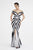 Saboroma - 4511 Two Tone Deep Off-Shoulder Trumpet Dress In Black and Silver