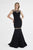 Saboroma - 4509 Beaded Illusion Jewel Mermaid Gown In Black