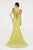 Saboroma - 4510 Applique Deep V-neck Trumpet Dress In Green